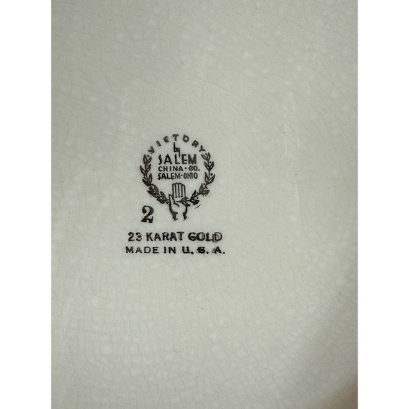 Vintage Victory Salem China Co Antique 23K‎ Gold Rim Oval Serving Platter 13" - Picture 2 of 4